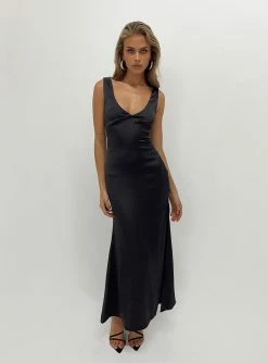 Princess Polly Lower Impact Lynsey Midi Dress Black Black