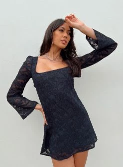Princess Polly Eryn Long Sleeve Mini Dress Navy Navy
