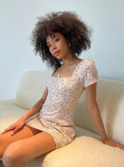 Princess Polly Hastings Mini Dress White Floral White