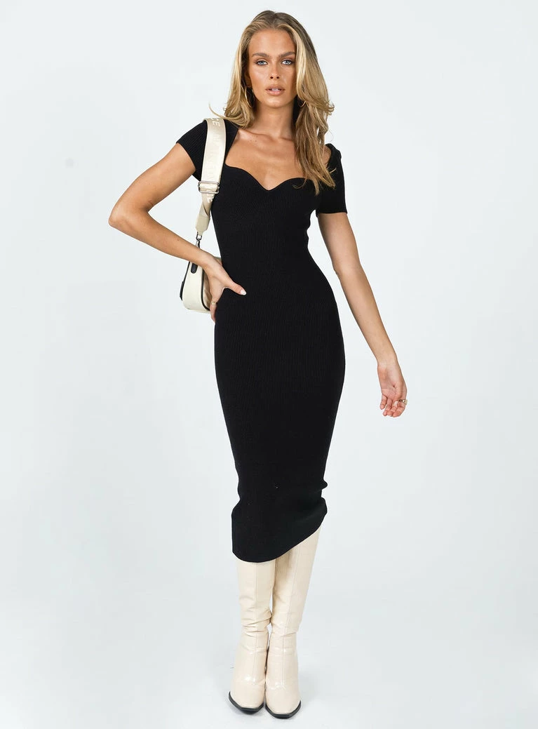 Princess Polly Ellisen Midi Dress Black Black - Image 9