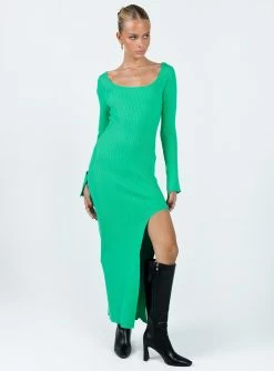 Princess Polly Herald Long Sleeve Midi Dress Sage Green