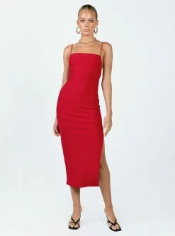 Princess Polly Anito Midi Dress Red Red