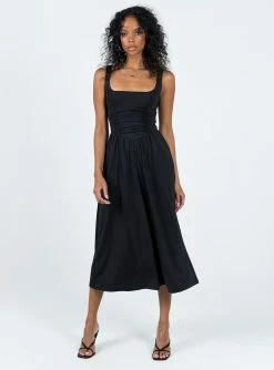 Princess Polly Lower Impact Braddon Midi Dress Black Black
