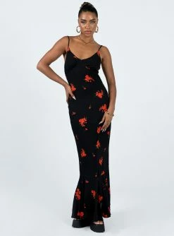 Princess Polly Lower Impact Lucan Maxi Dress Black / Red Black / Red