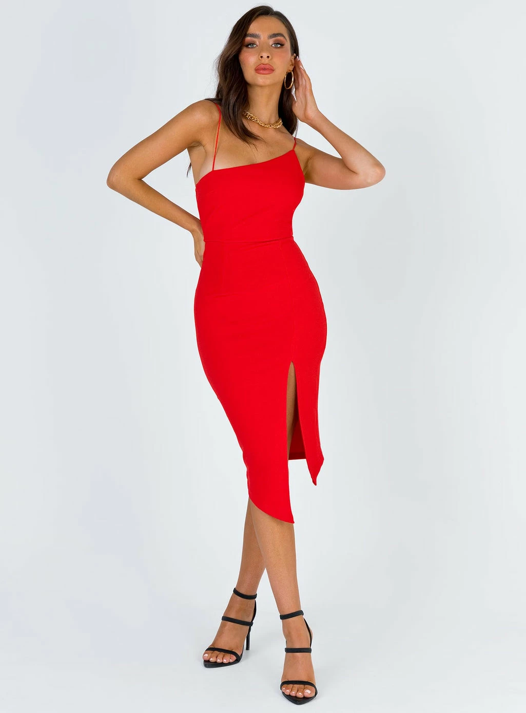 Princess Polly Aero Midi Dress Red Red - Image 4