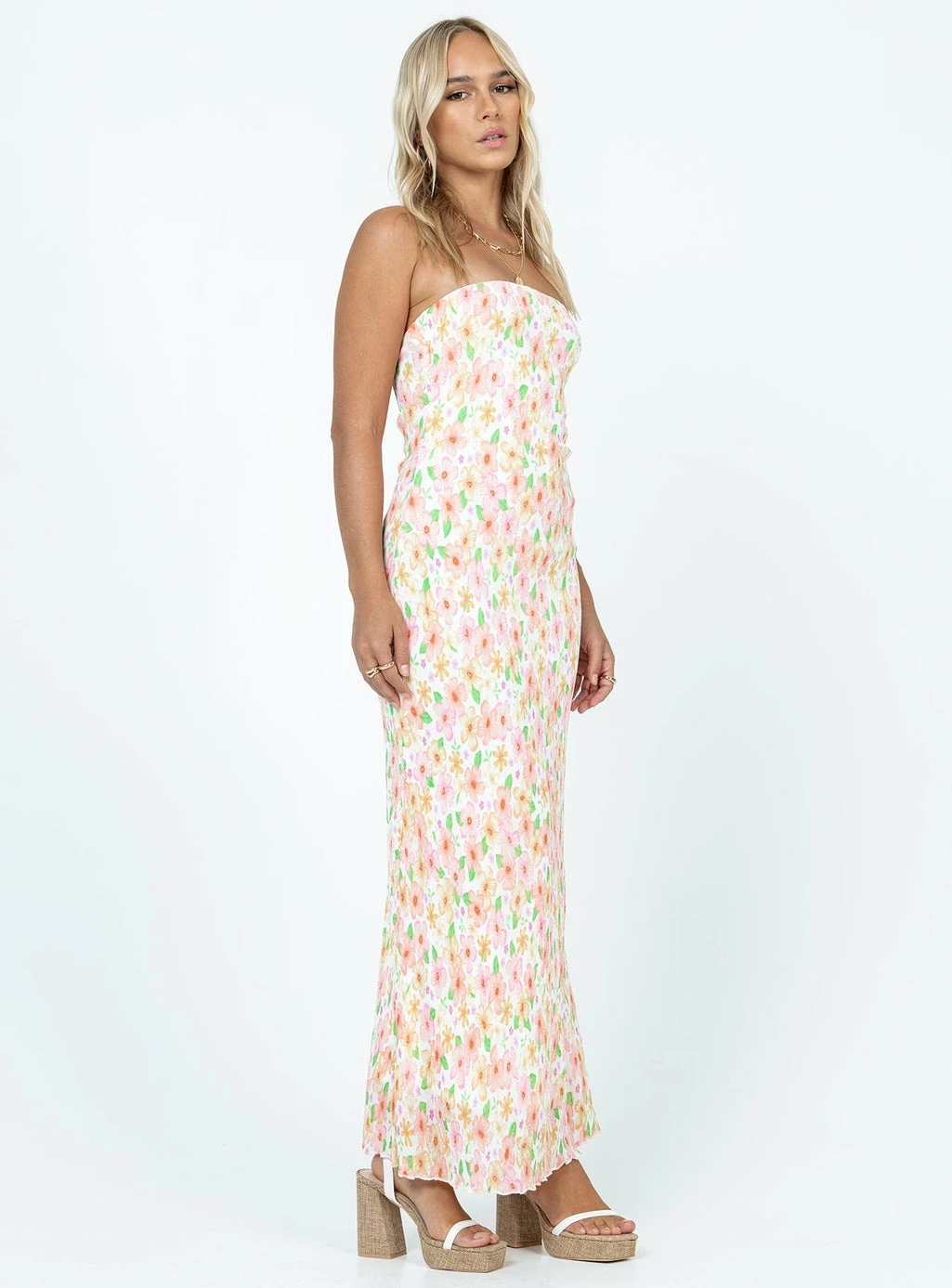 Princess Polly Tiarna Strapless Maxi Dress White / Floral White - Image 3