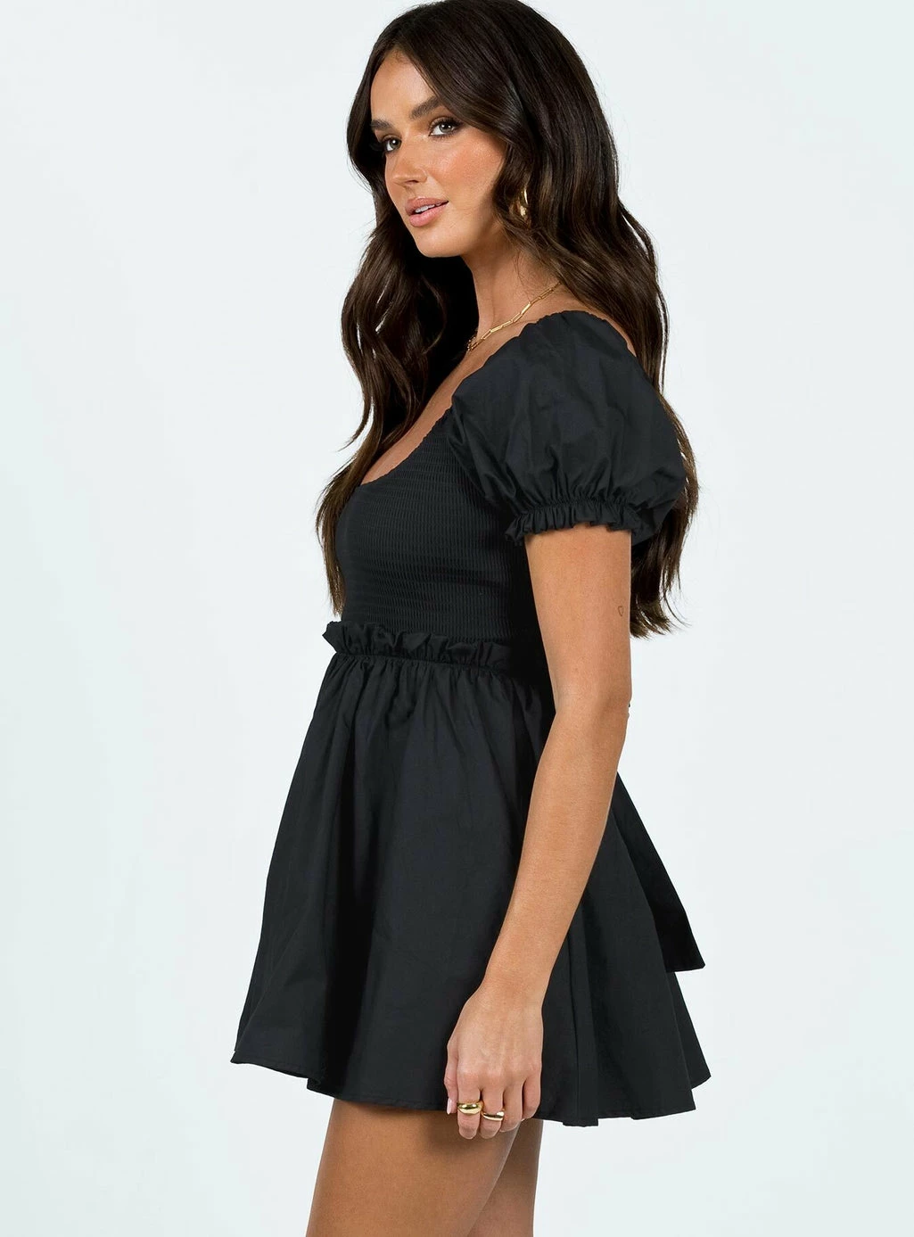 Princess Polly Everyday Sunshine Mini Dress Black Black - Image 3