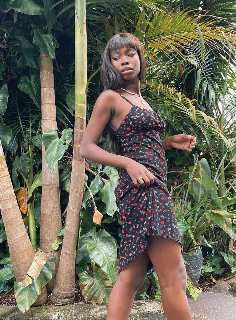 Princess Polly Marlee Midi Dress Black / Red Floral - Image 14