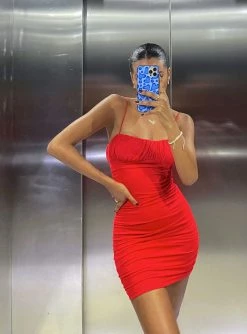 Princess Polly Lower Impact Penney Mini Dress Red Red